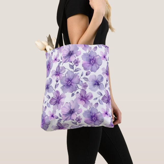 Elegant Stilvoll Niedlich Boho Lila Botanische Flo Tasche (Von Nahem)