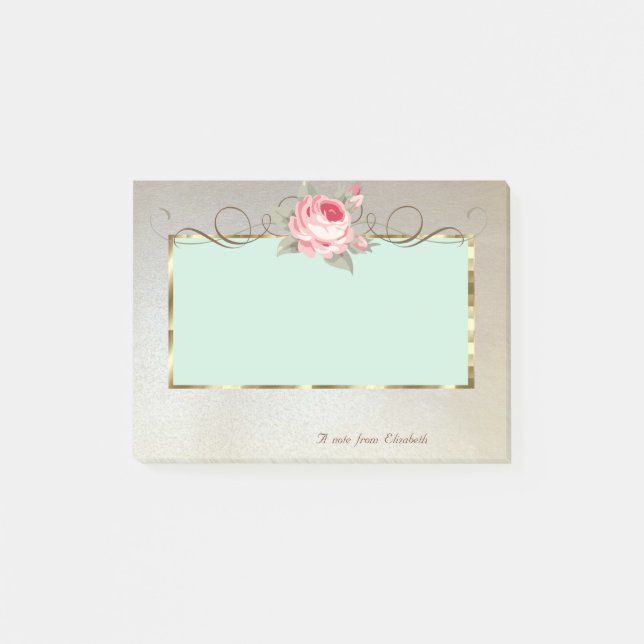 Elegant Stilvoll,Rahmen,Rose Post-it Klebezettel (Vorderseite)