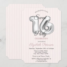 Elegant Stilvoll Rosa gestreift Sweet 16 Einladung