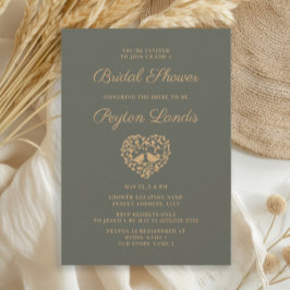 Elegant Stilvoll Rost Moss Grüner Herbst Bridal In Einladung