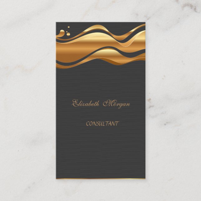 Elegant Stilvoll Schwarz-Gold Visitenkarte (Vorderseite)