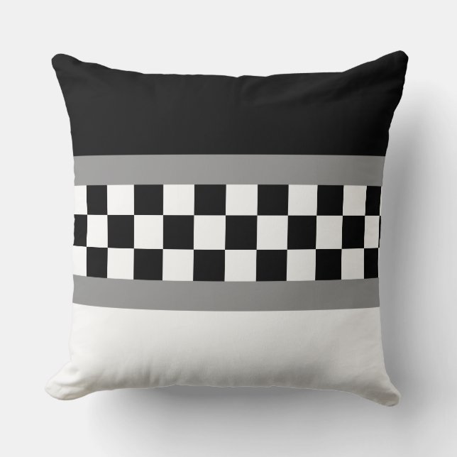 Elegant Stilvoll Schwarz-Grau-Weiß-Kissen Kissen (Vorderseite)