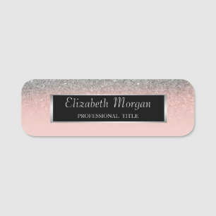 Elegant stilvoll, Silberrahmen, Glitter, Roségold Namensschild