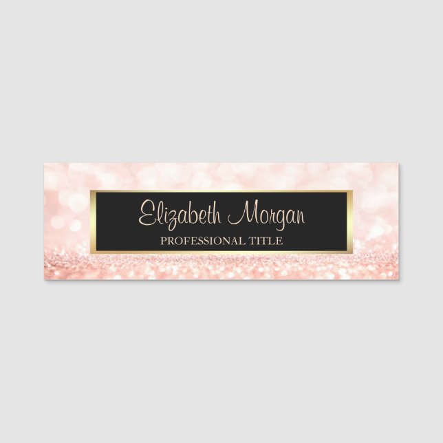 Elegant Stilvoll Trendy Glitzer Bokeh, Frame Namensschild (Vorderseite)