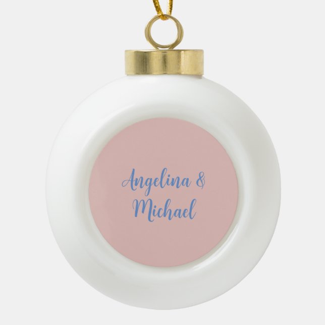 Elegant Stilvoll Trendy Unique Names Calligraphy Keramik Kugel-Ornament (Vorderseite)