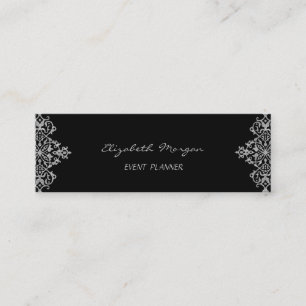 Elegant stilvoll vintage , Schwarz,Silber Spitze Mini Visitenkarte