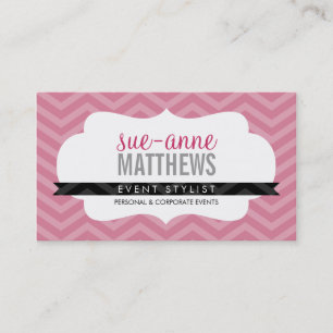 ELEGANT stilvoll Zickzack Muster Rose pink Visitenkarte