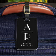 Elegant Stilvoll Zwei Monogramm Initial Black