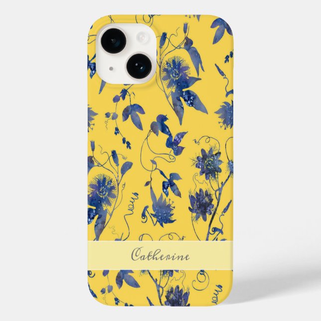 Elegant Stilvolle Blüten Mustard Yellow Floral Case-Mate iPhone 14 Hülle (Rückseite)