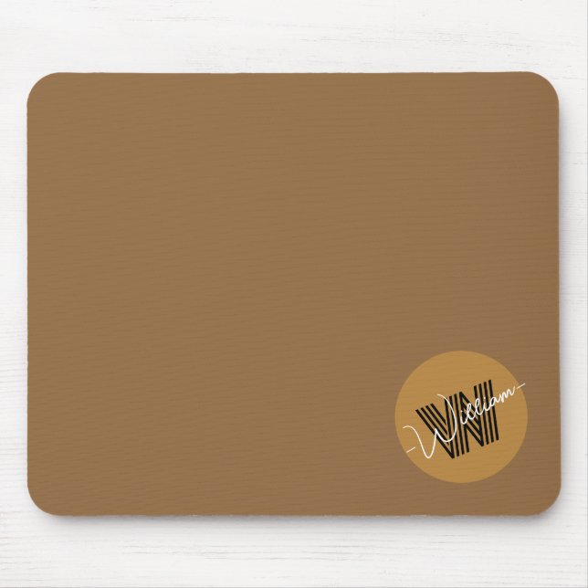 Elegant Stilvolle Farben und Text Monogramm braun Mousepad (Vorne)