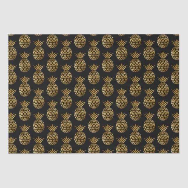 Elegant Stilvolle Glam Navy Blue Gold Ananas Seidenpapier (Vorderseite)