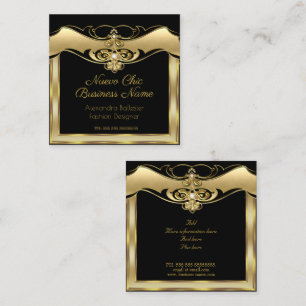 Elegant stilvolle Mode Beige Gold Black Diamond Quadratische Visitenkarte