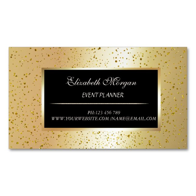 Elegant Stilvolle moderne Gold-Konfetti, Rahmen Magnetische Visitenkarte (Vorderseite)