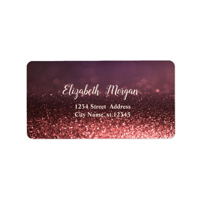 Elegant Stilvolle Rose Gold Glitzer Bokeh Adressaufkleber (Vorne)