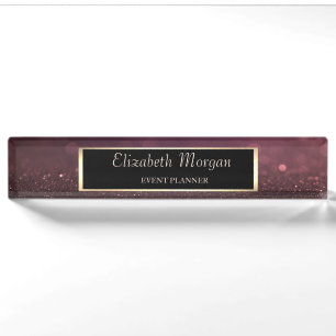 Elegant Stilvolle Rose Gold Glitzer Bokeh , Rahmen Namensplakette