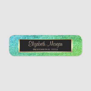 Elegant stilvoller trendiger grüner Glitter, Rahme Namensschild