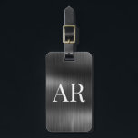 Elegant Stilvolles Black Metal 2 Monogram Gepäckanhänger<br><div class="desc">Girly Stylish Moderne elegante Black Metal 2 Monogram Initial Custom Personalisierte Personalisiert Luggage Bag Tag. Dieses Design mit zwei (2) Monogramm anfänglichen Typografie-Schriftart und der Rückseite Adresse Info über schwarz metallische Folie Look Hintergrund. Diese sind einfach zu anpassen. Stilvolles Geschenk für Hochzeit, Brautparty, süßen 16 Geburtstag, Abschluss, und für alle,...</div>