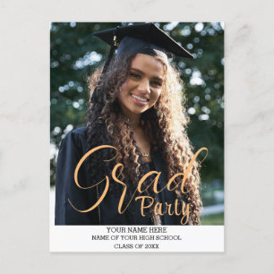 Elegant Stilvolles Gold Grad Party Script Postkarte