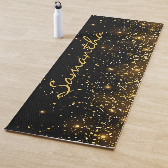 Elegant Stilvolles Schwarzer Glitzer Monogramm Yogamatte (Beispiel)