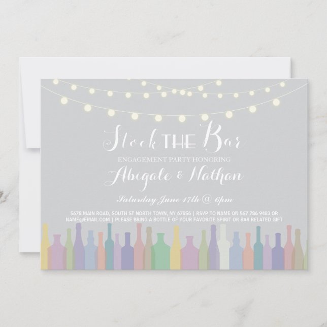 Elégant Stock Le Bar Fiançailles Invitation (Devant)
