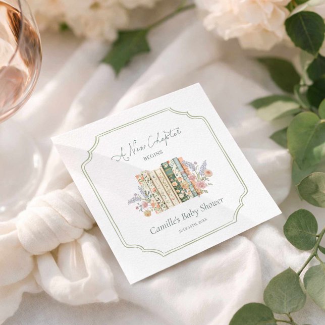Elegant Storybook Baby Shower Serviette (A New Chapter Baby Shower paper napkins)