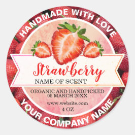 Elegant Strawberry Jam Runder Aufkleber