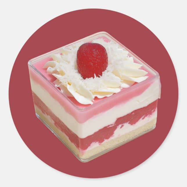 Elegant Strawberry Mousse Dessert Runder Aufkleber (Vorderseite)