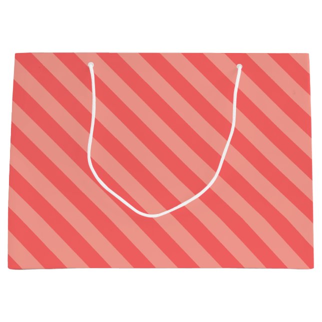 Elegant Strawberry Pink Striped Pattern Große Geschenktüte (Vorderseite)