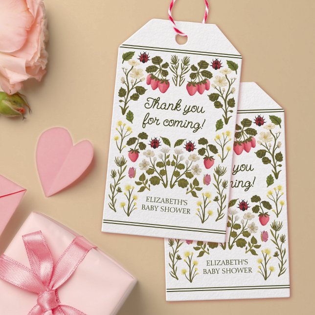 Elegant Strawberry Valentine's Baby Shower Gevor Geschenkanhänger (Von Creator hochgeladen)