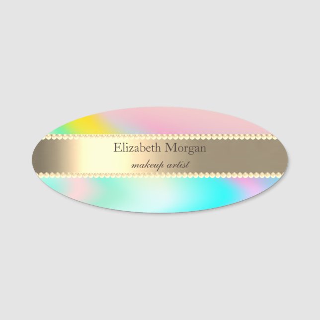Elegant, Streifen, Perlen, Ombre Namensschild (Vorderseite)