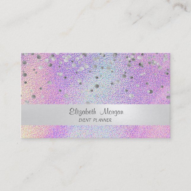 Elegant Stripe Confetti Holographic Visitenkarte (Vorderseite)