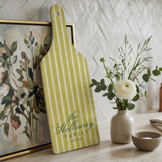 Elegant Stripe Script Typography Family Name Schneidebrett