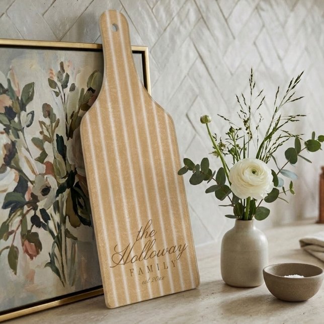 Elegant Stripe Script Typography Family Name  Schneidebrett (Elegant Stripe Script Typography Family Name Cutting Board)
