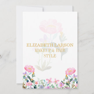 Elegant Striped Floral Beauty Artist Hair and Make Einladung