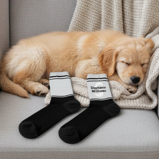 Elegant Striped Full Name and Monogram Crew Socks Socken