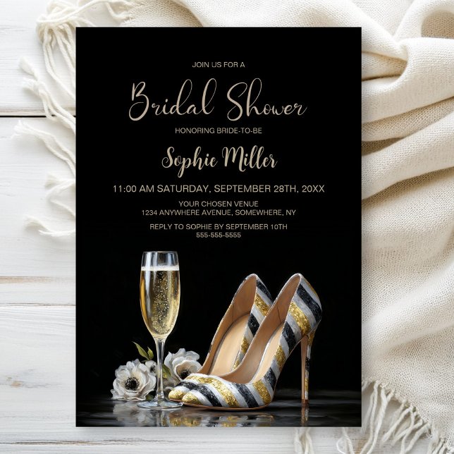 Elegant Striped High Heel Shoes Bridal Shower Einladung (Von Creator hochgeladen)