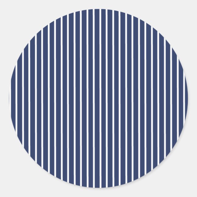 Elegant Stripes White - Navy Blue Runder Aufkleber (Vorderseite)