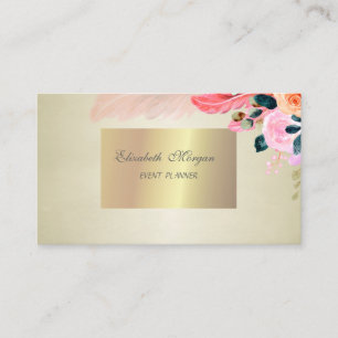 Elegant Stylisch Chic, Blumen Feder Visitenkarte