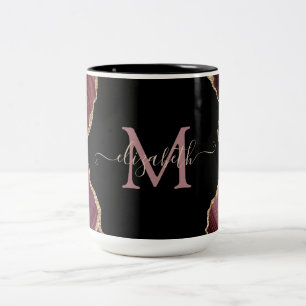 Elegant Stylisch Gold Glitter Burgunder Achat Zweifarbige Tasse