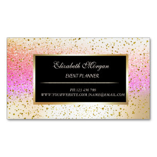 Elegant Stylisch Modern Gold Konfetti, Bokeh Rahme Magnetische Visitenkarte