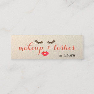 Elegant Stylisch Modern, Lippen, Wimpern, Make-up Mini Visitenkarte