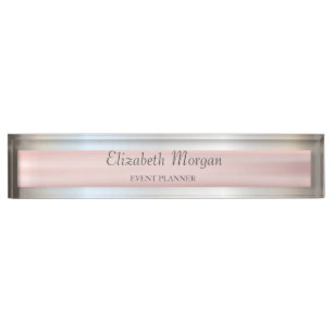 Elegant Stylisch Silber, Streifen Namensplakette