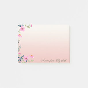 Elegant Stylisch Weiblich , Aquarell  Rosa Blumen Post-it Klebezettel