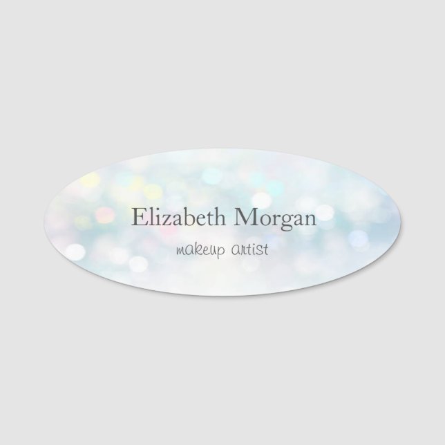 Elegant Stylish Chic Blue Bokeh Namensschild (Vorderseite)