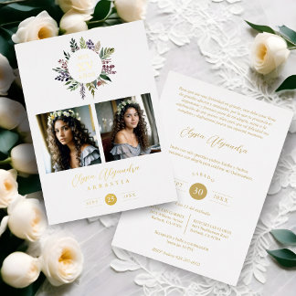 Elegant Stylish CIrcular Shape Mis XV años Floral Folieneinladung