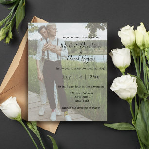 elegant stylish gay wedding  photo invitation
