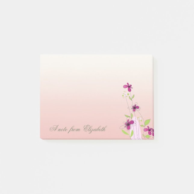 Elegant Stylish Girly , Blume Post-it Klebezettel (Vorderseite)