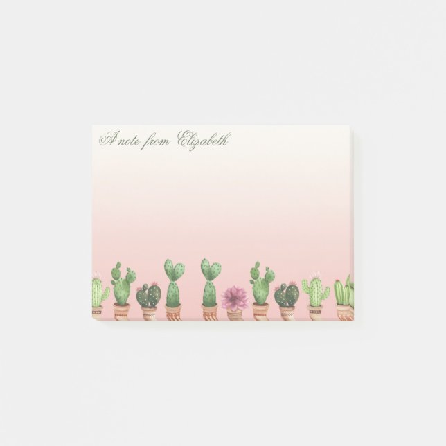 Elegant Stylish Girly Cactus Post-it Klebezettel (Vorderseite)
