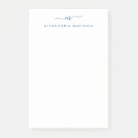 Elegant Stylish Girly Script Navy Blue Monogram