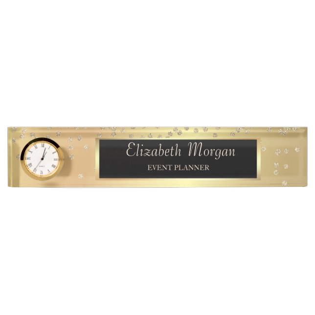 Elegant Stylish Gold Diamonds Namensplakette (Vorderseite)